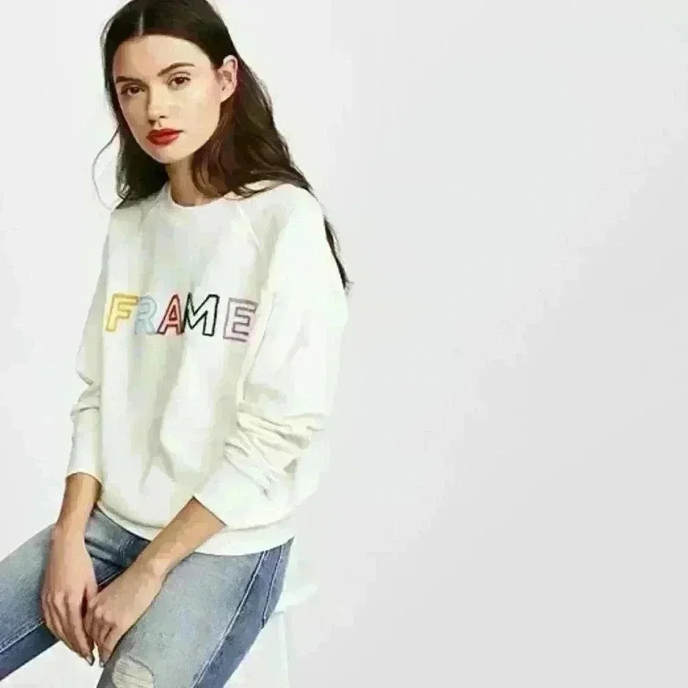 FRAME Embroidered Logo Raglan Pullover Sweatshirt - Picture 5 of 16